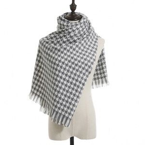 Classic gray and white houndstooth scarf